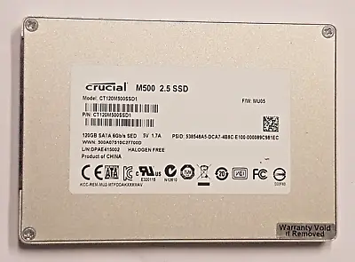 120 GB Sata-Iii Crucial M500 CT120M500SSD1 Sed MLC SSD 25   Internal Hard Drive • $171.23