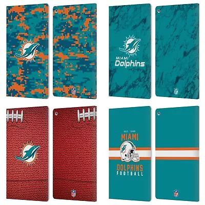 Official Nfl Miami Dolphins Graphics Leather Book Wallet Case For Amazon Fire • £21.95