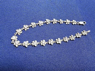 Grandma Grabe's Beautiful Vintage 925 Sterling Silver Flower Link Bracelet • $0.75