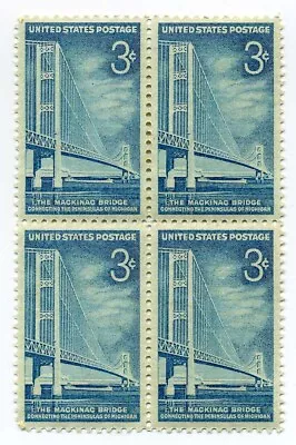 Mackinac Bridge Mighty Mac Michigan 66 Yr Old Mint Vintage Stamp Block From 1958 • $4.99