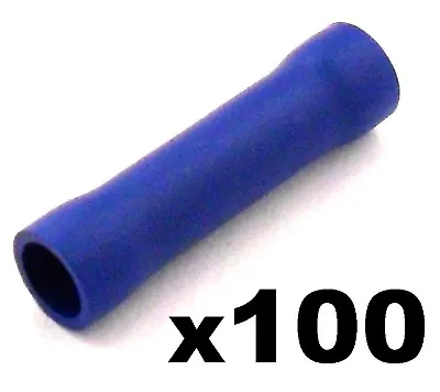 100x Blue Insulated Straight Butt Connector Electrical Crimp Terminals For Cable • £4.59