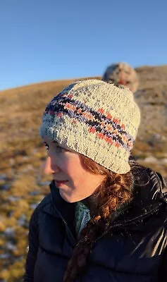 £19.99 • Buy Hand Knitted Winter 100% Wool Bobble Hat Womens Pachamama Grey