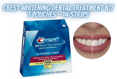 $59.95 • Buy Crest 3D Teeth Whitening Treatments Strip Glamour Whitestrips 14 Strips| 7 Pouch
