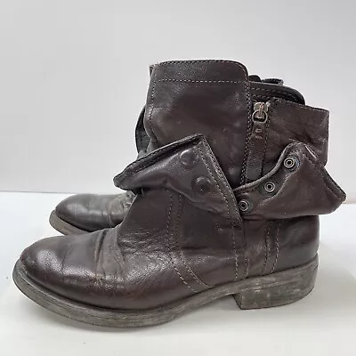 Vera Wang Ozita Leather Flex Boot Womens 8.5 Brown Layered Ankle High Shaft  • $40