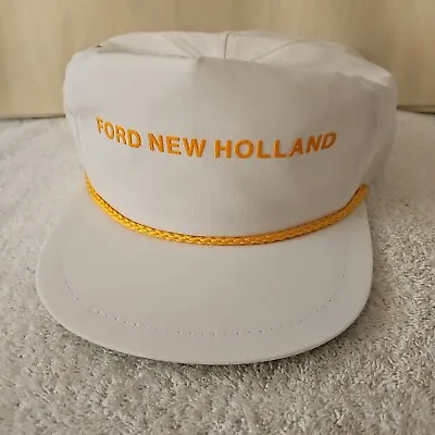 Vintage Ford New Holland White Yellow Rope Hat Cap K Products • $16.86
