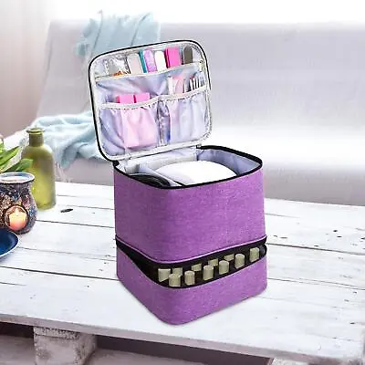 Nail Polish Organizer Bag Double Layer For Manicure Sets Nail Varnish Travel • £18.62