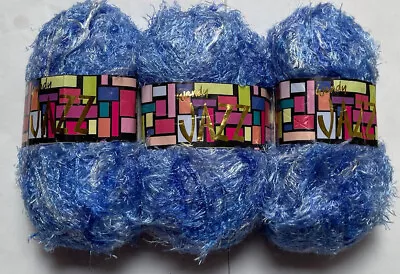 £4.49 • Buy Job Lot Knitting Yarn Wool 3x Ball WENDY Jazz Fancy Eyelash Fur Blue KL8206