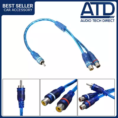 30cm RCA Phono Y Splitter 1 Male To 2 Female Connector Oxygen Free Adapter Cable • £5.99