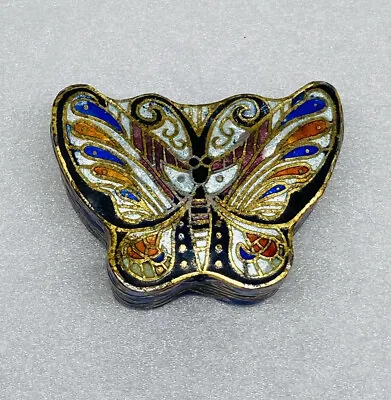 Vintage 1970s Enameled Butterfly Vanity Trinket Box Small Unique Art Decor 6 • $20.99