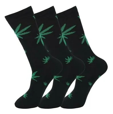 3 6 12 Pairs Mens Trainer Socks Ganja Weed Leaf Print Cannabis Rich Cotton Socks • £10.80