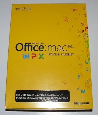 New Sealed Microsoft Office For Mac Home And Student 2011 3 Computers NIB • $120