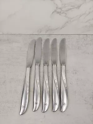 5 Twin Star Oneida Community Stainless Atomic Starburst MCM Solid Dinner Knives • $14.99