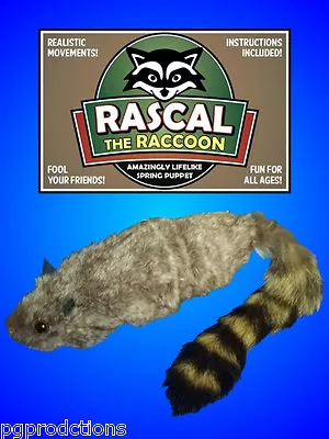 Funny RASCAL THE RACCOON Magic Trick Clown Spring Animal Puppet Prop Furry Toy  • $36.89