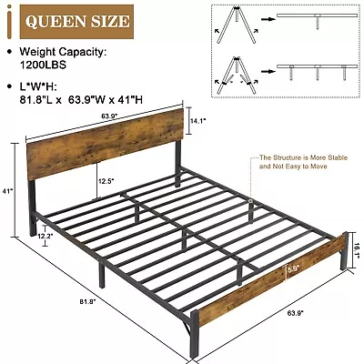 Codesfir Bed Frame With Headboard And Footboard KING/QUEEN Heavy Duty Steel Slat • $141.99