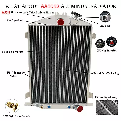 4-Row Aluminum Radiator For 1932 Ford Street Rod Hi-High Boy Chevy Motor Engine. • $184.95