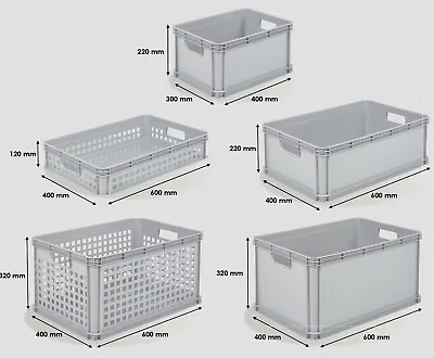 Heavy Duty Plastic Stacking Industrial Euro Storage Containers Boxes Crates • £157.75