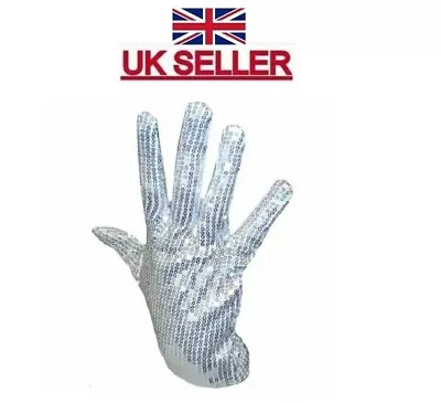 New Michael Jackson Silver Sequin White Glove Billy Jean King Of Pop Fancy Dress • £3.95