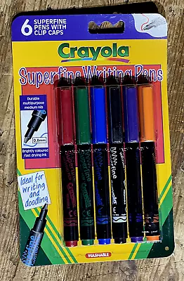 6 CRAYOLA Superfine Writing Pens Medium 0.8mm Nib Multi Colours Drawing Washable • £5.99