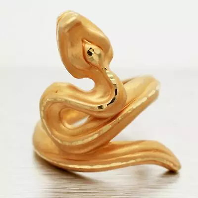 Vintage Men's 14k Yellow Gold Snake Ring - Matte Finish - Size 9.25 • $499.99