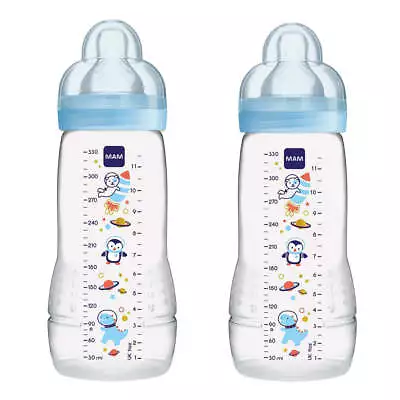 Mam Bottle Easy Active 330Ml Twin Pack Girl Baby Infant Milk Bottle Feeding New • £17.99