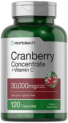 Cranberry Pills | 120 Capsules | 30000 Mg + Vitamin C | By Horbaach • $12.99