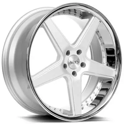 (4) 22  Staggered Azad Wheels AZ008 Silver Brushed With Chrome Lip Rims(B17) • $2180