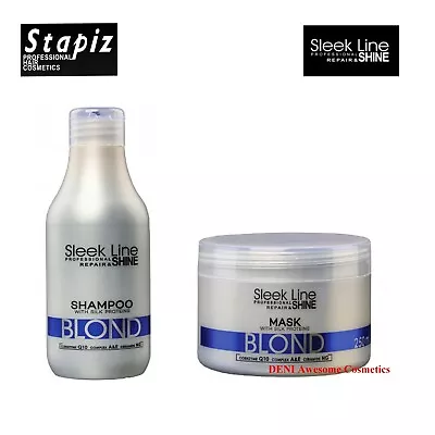 STAPIZ BLOND SLEEK LINE HAIR MASK /SHAMPOO With Silk Protein For Blond/grey Hair • £13.99