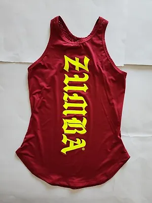 $15.29 • Buy Zumba Fitness High Neck Tank Top Z-Wear Mesh Back Brick Red Yellow Wmn Sz XS