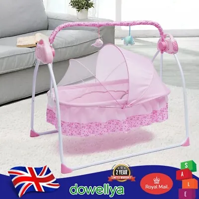 Electric Bluetooth Small Hammock Auto-swing Bed Fits Children Aged 1-3 Pink • £78