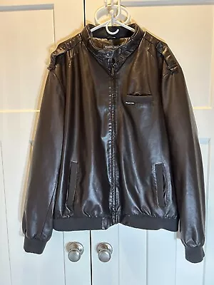 Members Only Jacket Mens 3XL XXXL Dark Brown Faux Leather Iconic Racer MM070155 • $34.77