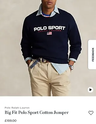 Polo Ralph Lauren Big Fit Polo Sport Cotton Jumper L Size  • £70