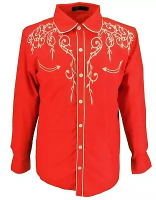 Mazeys Mens Red Western Cowboy Embroidered Vintage/retro Shirts • £29.99