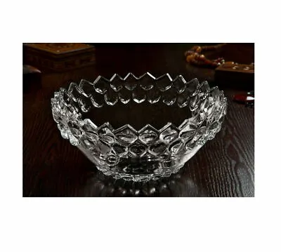 New 24cm Crystal Clear Glass Fruit Bowl Large Trifle Dessert Snack Platter Salad • £10.99