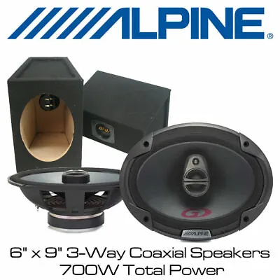 £119.95 • Buy Alpine 6  X 9  3-Way Coaxial Shelf Car Speakers With 6 X 9 Box Enclosures 700W