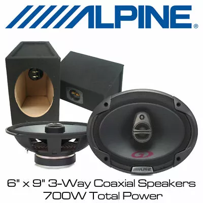 Alpine 6  X 9  3-Way Coaxial Shelf Car Speakers With 6 X 9 Box Enclosures 700W • £119.95