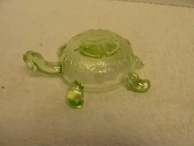 Green Vaseline Uranium Glass Sea Turtle Tortoise Paperweight NO CHIPS OR CRACK • $18.99