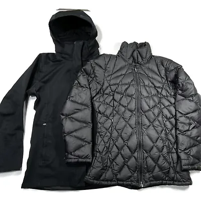 Patagonia Tres 3-in-1 Womens Down Puffer Parka Jacket Womens Medium Black Hooded • $199.99