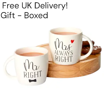 MR & MRS  Novelty Mug Coffee Cup Tea Mugs Gift Set Anniversary Wedding Present • £7.99