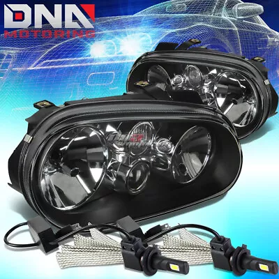 Black Housing Clear Lens Headlight+6000k White Led System Fit 99-06 Golf Mk4 • $113.99