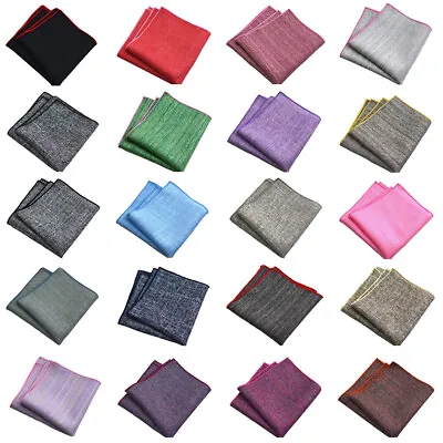 Men’s Linen Cotton Plain Color Pocket Square Handkerchief Business Party Hanky • $8.95