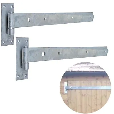 2x STRAIGHT Hook & Band Hinges 600mm/24  GALVANISED HEAVY Door Gate Shed Barn • £18.63