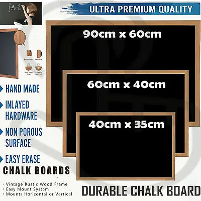 £0.99 • Buy Premium Magnetic Blackboard Wooden Framed Chalk Board Office Notice Kids Menu