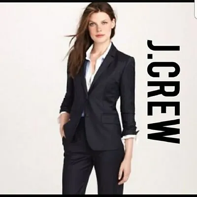 J. Crew Womens 2P Black Long Sleeves Lined Super 120's Wool Blazer Jacket • $59.99