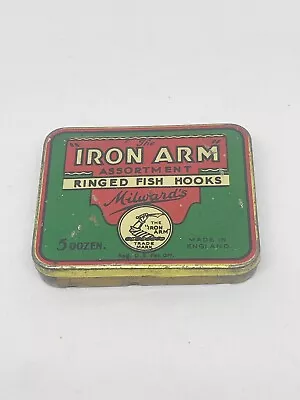 Milwards Iron Arm Ringed Fish Hook Tin Made In England RARE!! • $2.24