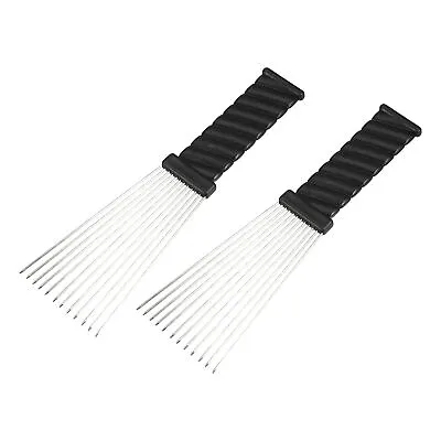 2 Pcs Metal Hair Pick Afro Comb Hairdressing Styling Tool Black 9.05 X2.75  • $8.40