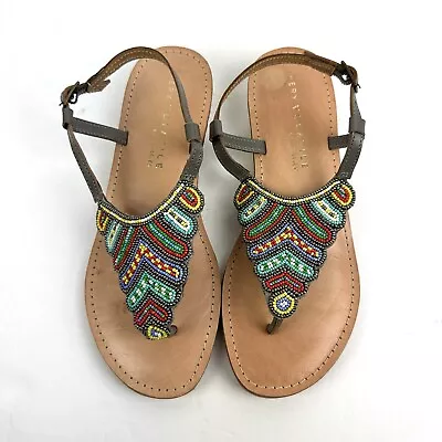 Very Volatile Sandals 8 Beaded Boho Hippie Colorful Strappy Shoes Womens • $59.95