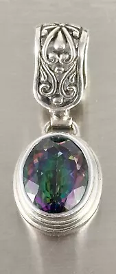 Vintage Bali Sarda Mystic Quartz 925 Pendant Sterling Silver Statement Retired • $90