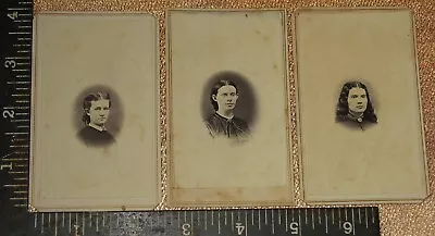 3 Civil War Era CDVs Young Women From Washington Iowa • $13