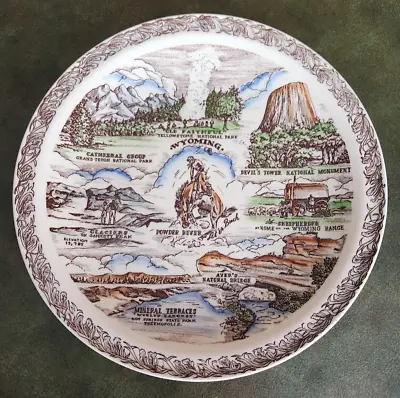 Vernon Kilns WYOMING Souvenir Plate 10.25   Vintage California Pottery IN COLOR! • $99