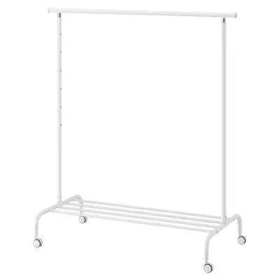 $52.99 • Buy IKEA RIGGA Clothes Rack Hanger Height Adjustable Portable Cloth Rack White